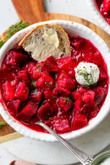 Adding Vegetables and Meat to the Borscht